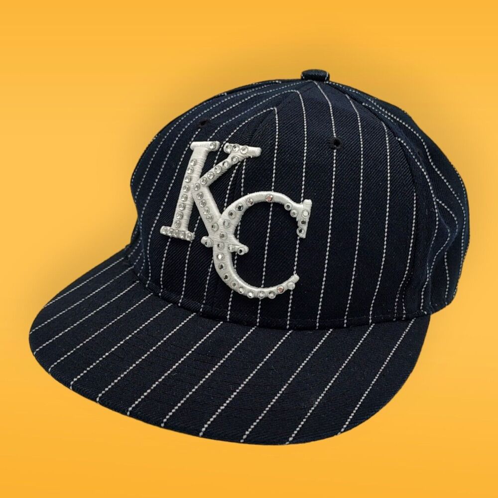 XL Old School Black Pinstripe KC Bling Kansas City Hunter Authentic Headgear Hat